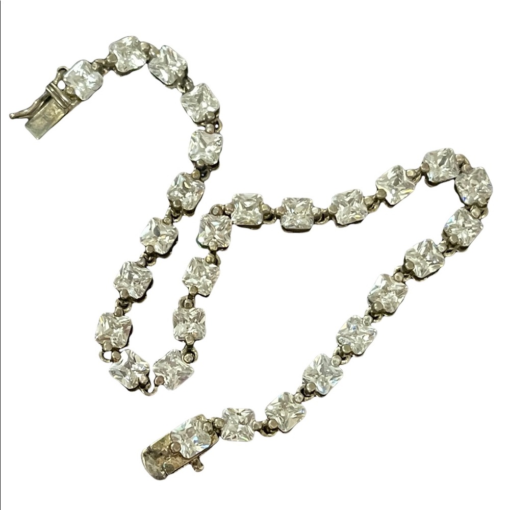 Sterling silver crystal tennis bracelet sparkle - Picture 1 of 4